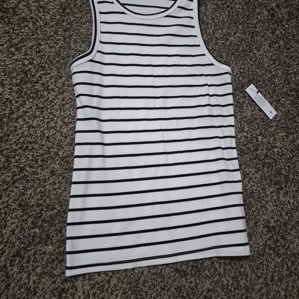 No Boundaries Black and White Striped Tank